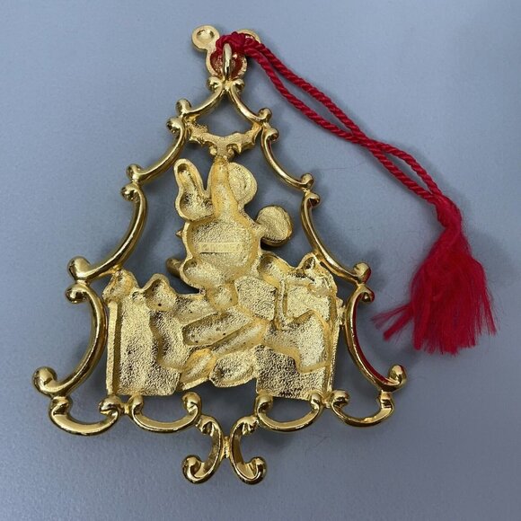Vintage Disney Minnie Mouse Christmas Tree Ornament Gold Tone Metal - Picture 2 of 4